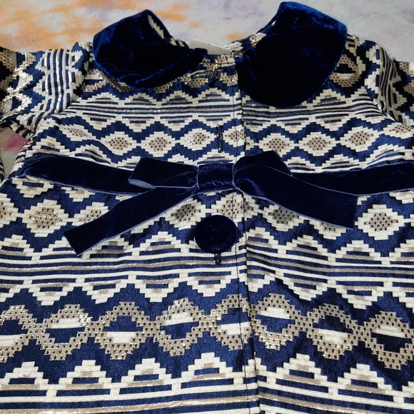Blueberi Boulevard Brocade Jacket Blue Gold Metallic Girls 2T - Picture 2 of 15